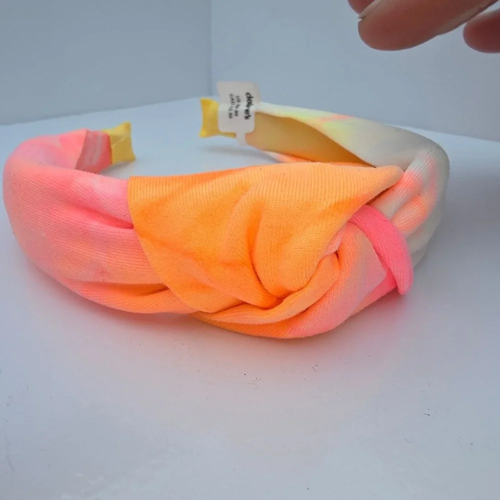 Claires Headband Womens Girls One Size Neon Tie Dye Knotted Padded Chunky Pink - Picture 9 of 12